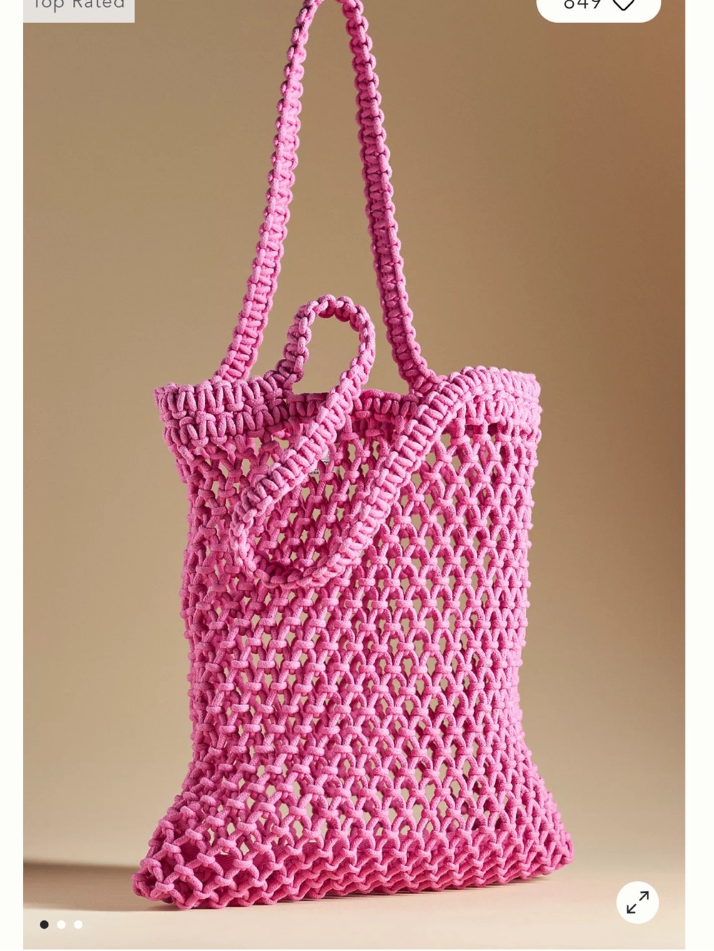 Faherty Sunwashed Macrame Market Tote Bag Ibis Rose Pink ~ Beach Pool Resort NWT